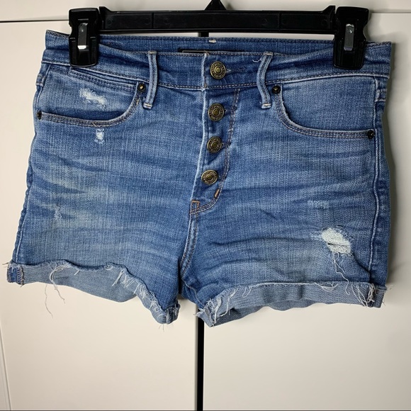 Abercrombie and Fitch Distressed Cuffed Jean Shorts
